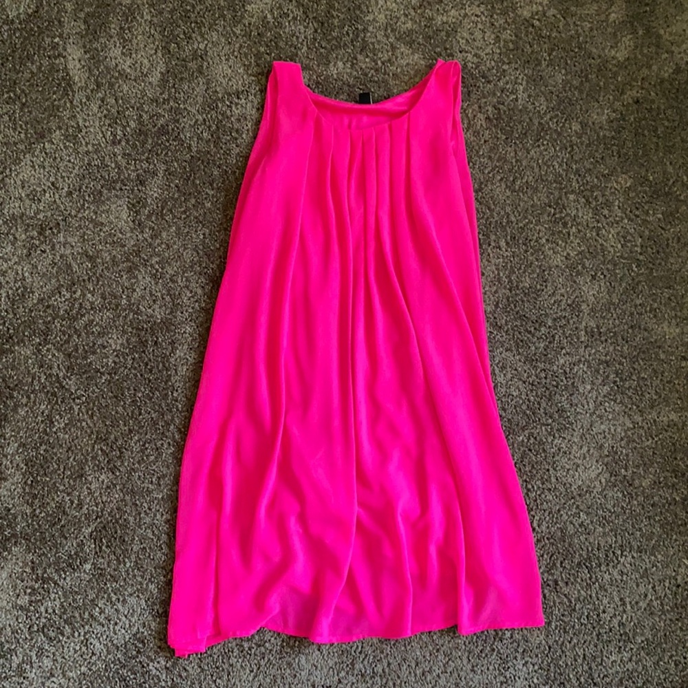 Forever 21 Hot Pink High Neck Flowy Mini Dress